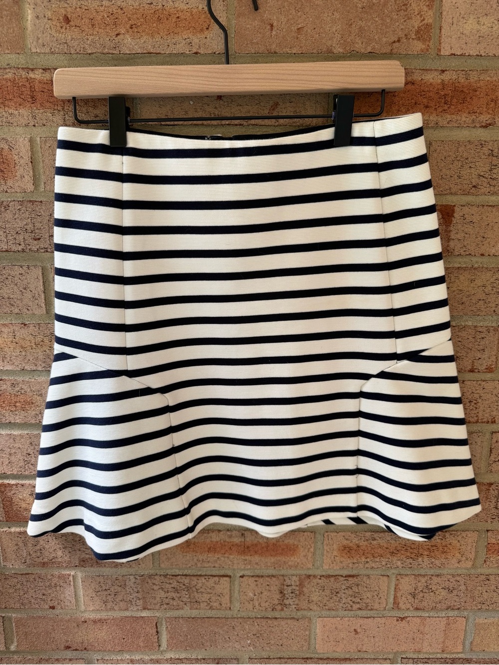 Ann Taylor Navy and White Striped Circle Skirt